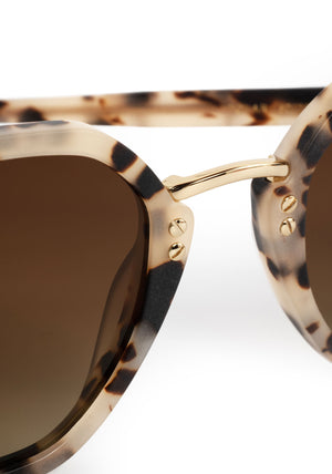 DAKOTA | Matte Oyster 18K Polarized Handcrafted, luxury brown tortoise matte acetate geometric KREWE sunglasses womens model