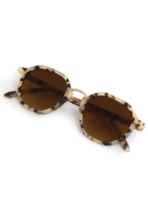 DAKOTA | Matte Oyster 18K Polarized Handcrafted, luxury brown tortoise matte acetate geometric KREWE sunglasses