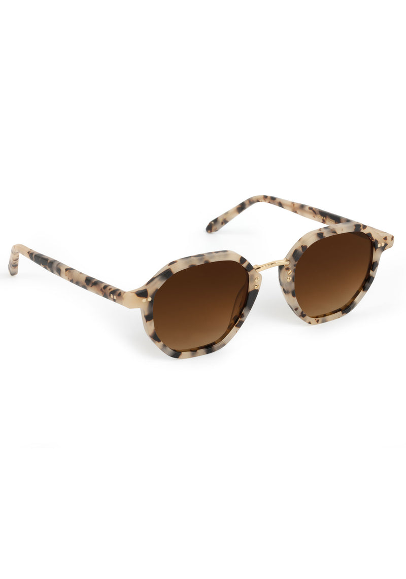DAKOTA | Matte Oyster 18K Polarized Handcrafted, luxury brown tortoise matte acetate geometric KREWE sunglasses