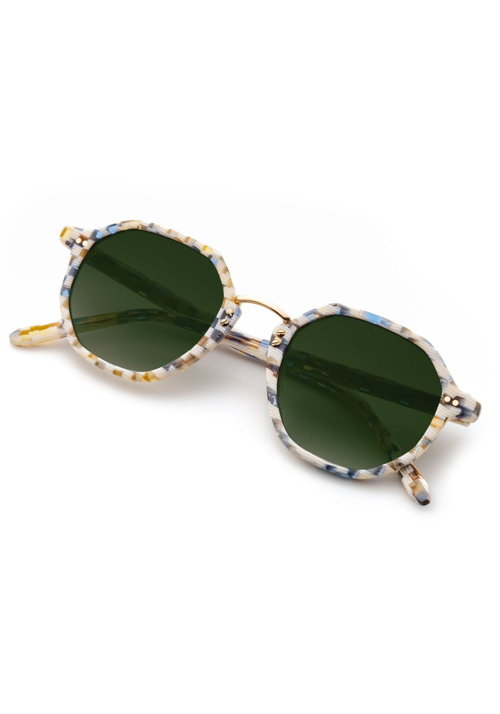 DAKOTA | Pincheck 18K luxury blue checkered acetate KREWE sunglasses