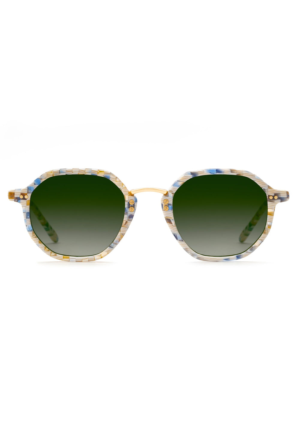 DAKOTA | Pincheck 18K luxury blue checkered acetate KREWE sunglasses