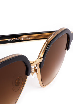 DAKOTA REVIVAL | Black Tea 18K Handcrafted, luxury black acetate geometric KREWE sunglasses womens model