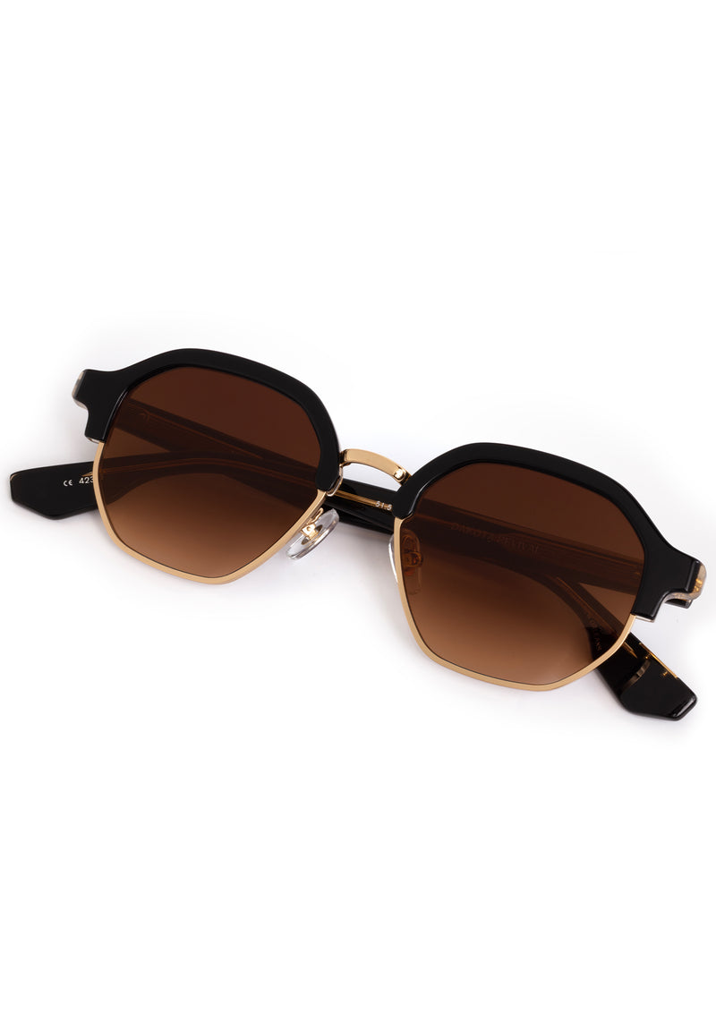 DAKOTA REVIVAL | Black Tea 18K Handcrafted, luxury black acetate geometric KREWE sunglasses