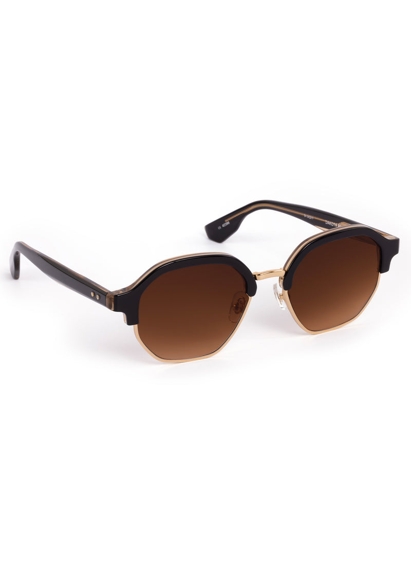 DAKOTA REVIVAL | Black Tea 18K Handcrafted, luxury black acetate geometric KREWE sunglasses