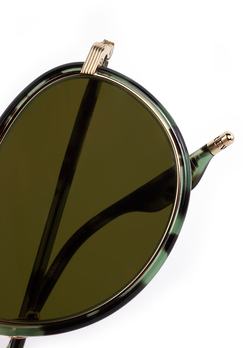 DALLAS | 12K Titanium + Hemlock Tortoise Handcrafted, luxury green tortoise acetate KREWE aviator sunglasses with gold plated titanium hardware womens model