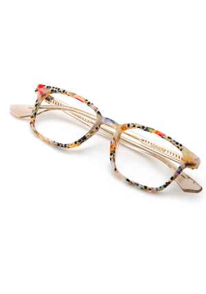 DAWSON | Poppy + Buff Handcrafted, Luxury colorful and crystal temples Acetate Eyeglasses