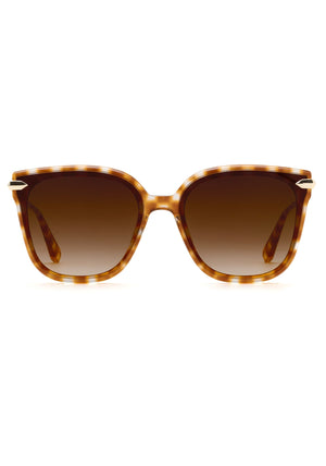 DEDE NYLON | Amaretto 12K Handcrafted, luxury brown checkered acetate and stainless steel oversized square KREWE sunglasses