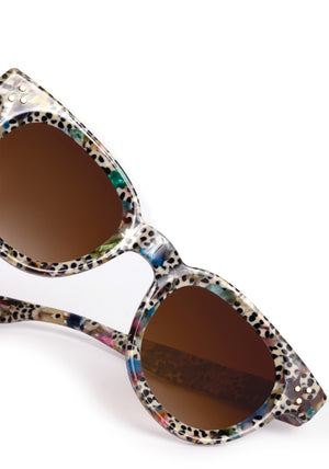 DEVON | Granita Handcrafted, luxury speckled multicolored acetate round classic KREWE sunglasses 
