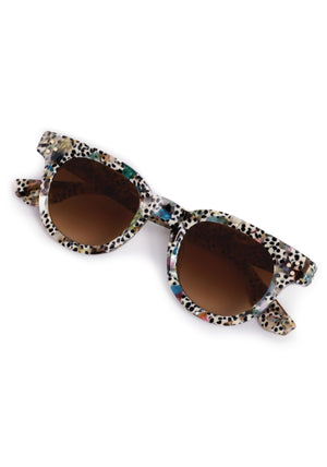 DEVON | Granita Handcrafted, luxury speckled multicolored acetate round classic KREWE sunglasses