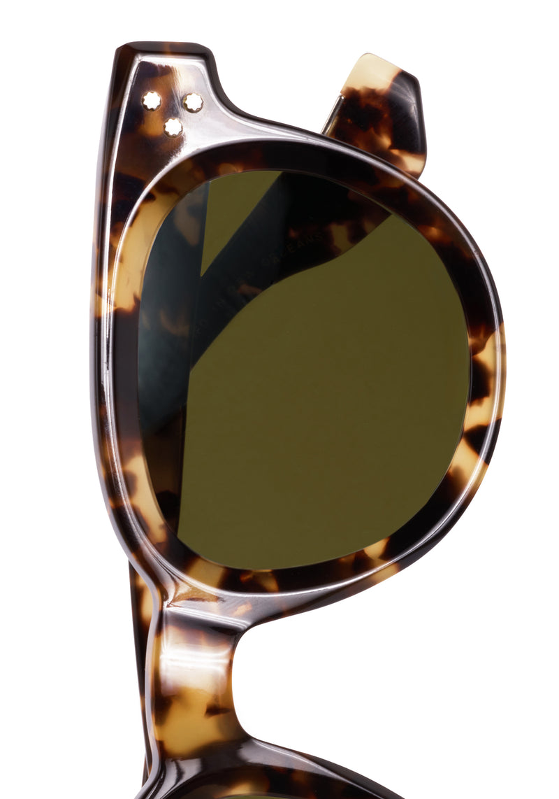 DEVON | Nikko Tortoise Handcrafted, luxury brown tortoise acetate round classic KREWE sunglasses 