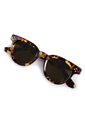 DEVON | Nikko Tortoise Handcrafted, luxury brown tortoise acetate round classic KREWE sunglasses 