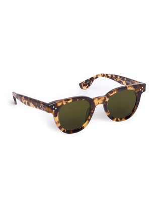 DEVON | Nikko Tortoise Handcrafted, luxury brown tortoise acetate round classic KREWE sunglasses 