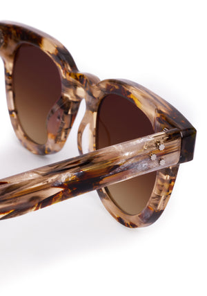 DEVON | Plume Handcrafted, luxury brown iridescent tortoise acetate round classic KREWE sunglasses