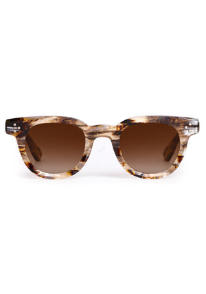 DEVON | Plume Handcrafted, luxury brown iridescent tortoise acetate round classic KREWE sunglasses