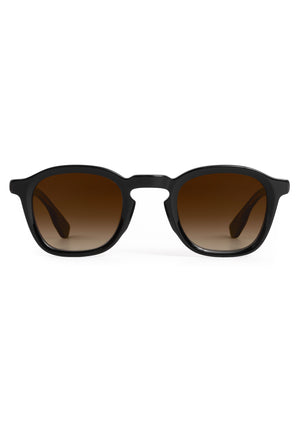 DYLAN | Black + Black Tea Handcrafted, luxury black acetate square classic KREWE sunglasses