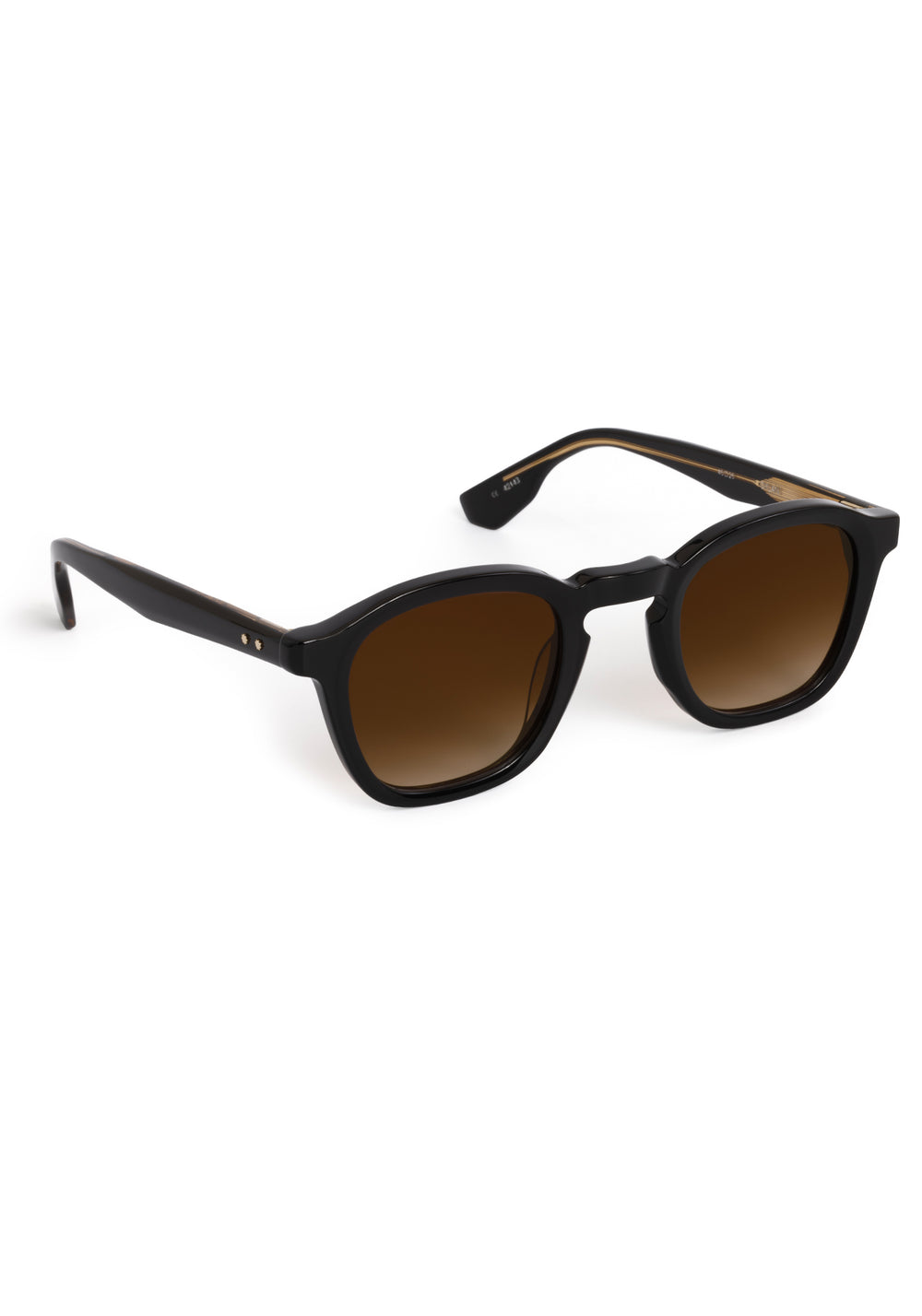 DYLAN | Black + Black Tea Handcrafted, luxury black acetate square classic KREWE sunglasses