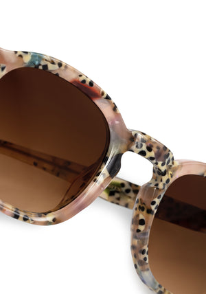 DYLAN | Pink Poppy Handcrafted, luxury speckled multicolored acetate square classic KREWE sunglasses womens model