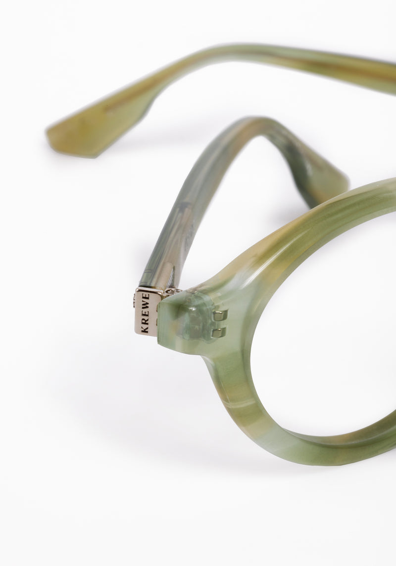 EDIE | Selene Handcrafted, luxury green  tortoise acetate small round oval KREWE eyeglasses 