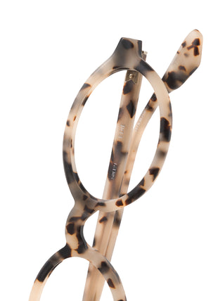 EDIE | Matte Oyster Handcrafted, luxury tortoise shell acetate small round oval KREWE eyeglasses