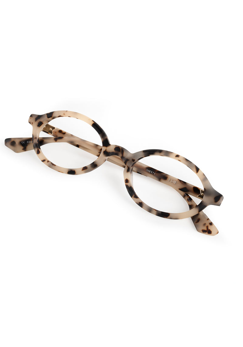EDIE | Matte Oyster Handcrafted, luxury tortoise shell acetate small round oval KREWE eyeglasses