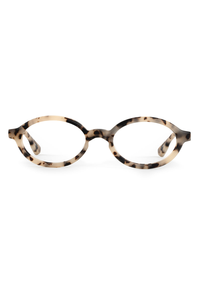 EDIE | Matte Oyster Handcrafted, luxury tortoise shell acetate small round oval KREWE eyeglasses