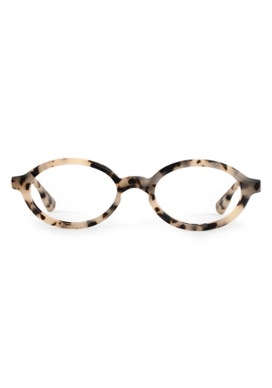 EDIE | Matte Oyster Handcrafted, luxury tortoise shell acetate small round oval KREWE eyeglasses