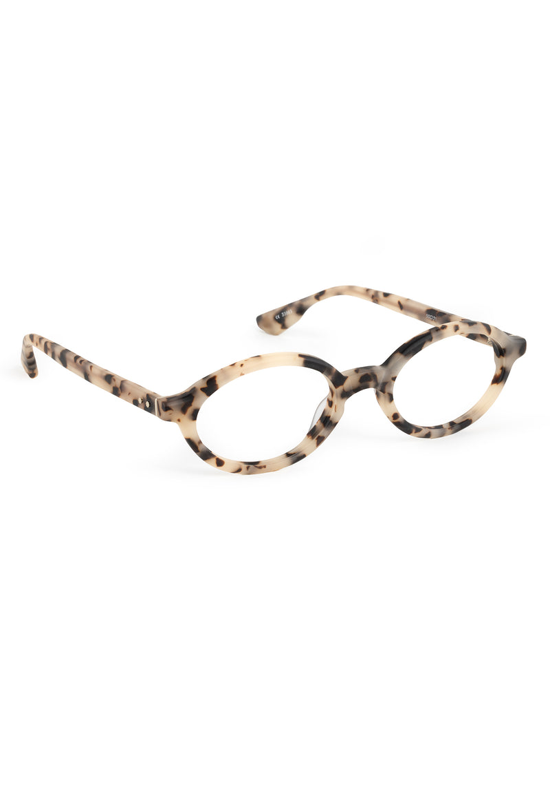 EDIE | Matte Oyster Handcrafted, luxury tortoise shell acetate small round oval KREWE eyeglasses