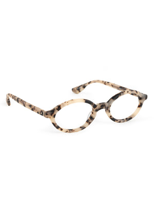 EDIE | Matte Oyster Handcrafted, luxury tortoise shell acetate small round oval KREWE eyeglasses
