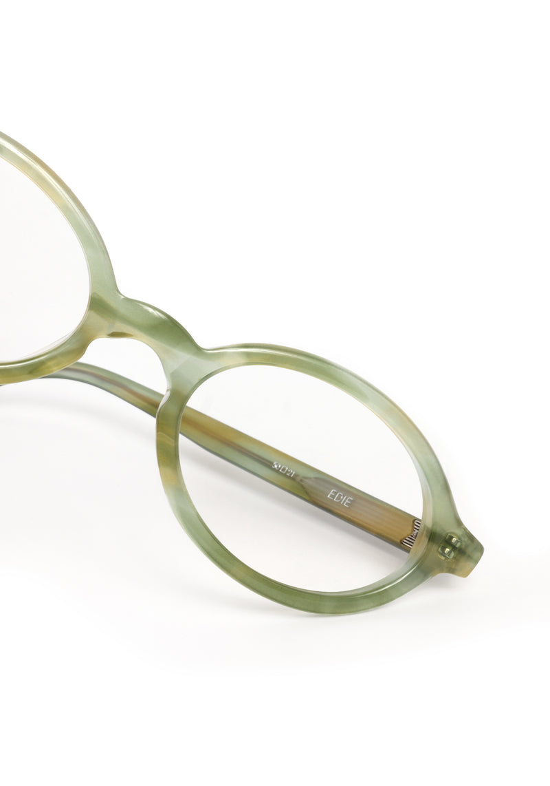 EDIE | Selene Handcrafted, luxury green  tortoise acetate small round oval KREWE eyeglasses 