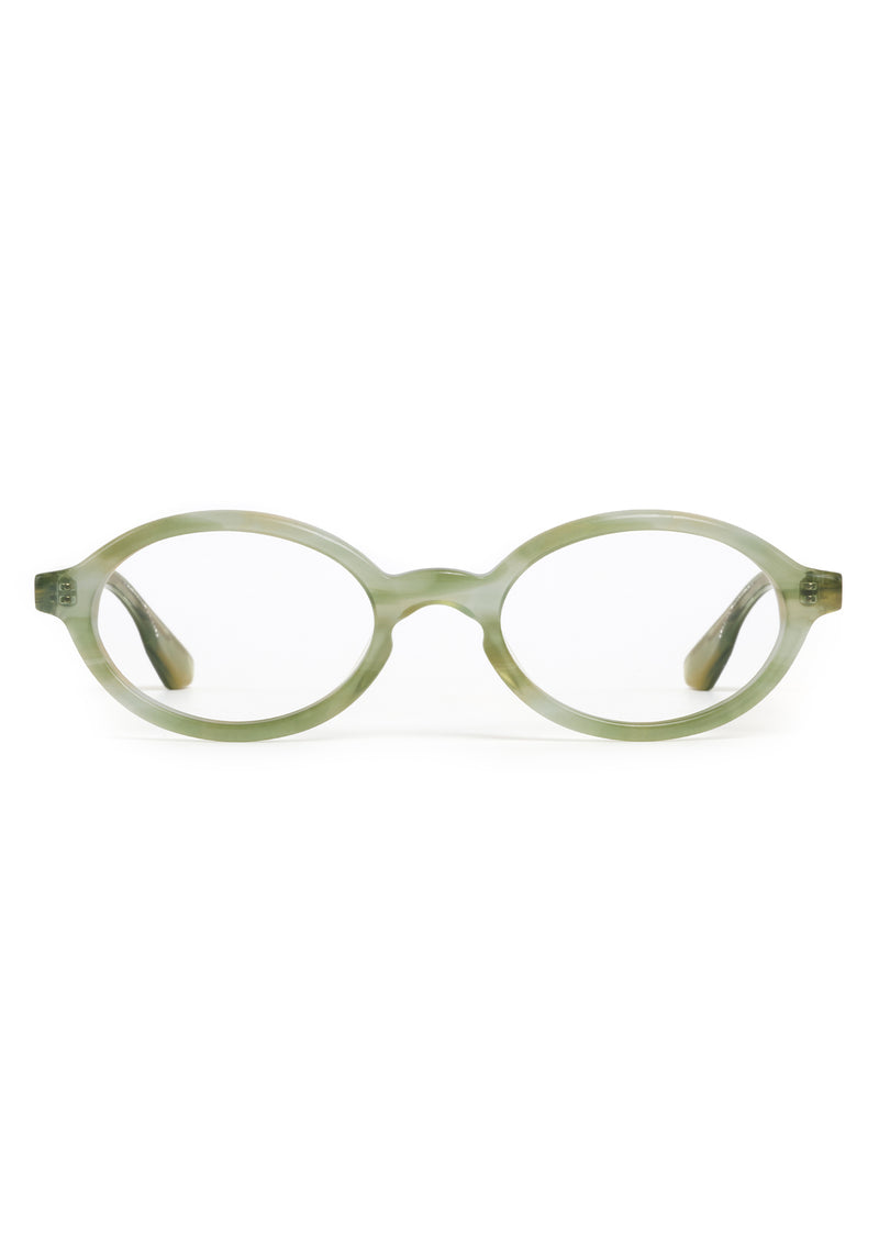 EDIE | Selene Handcrafted, luxury green  tortoise acetate small round oval KREWE eyeglasses 