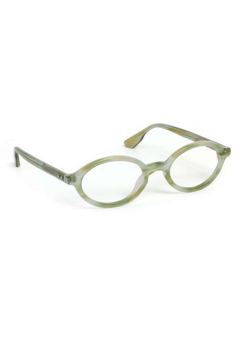 EDIE | Selene Handcrafted, luxury green  tortoise acetate small round oval KREWE eyeglasses 