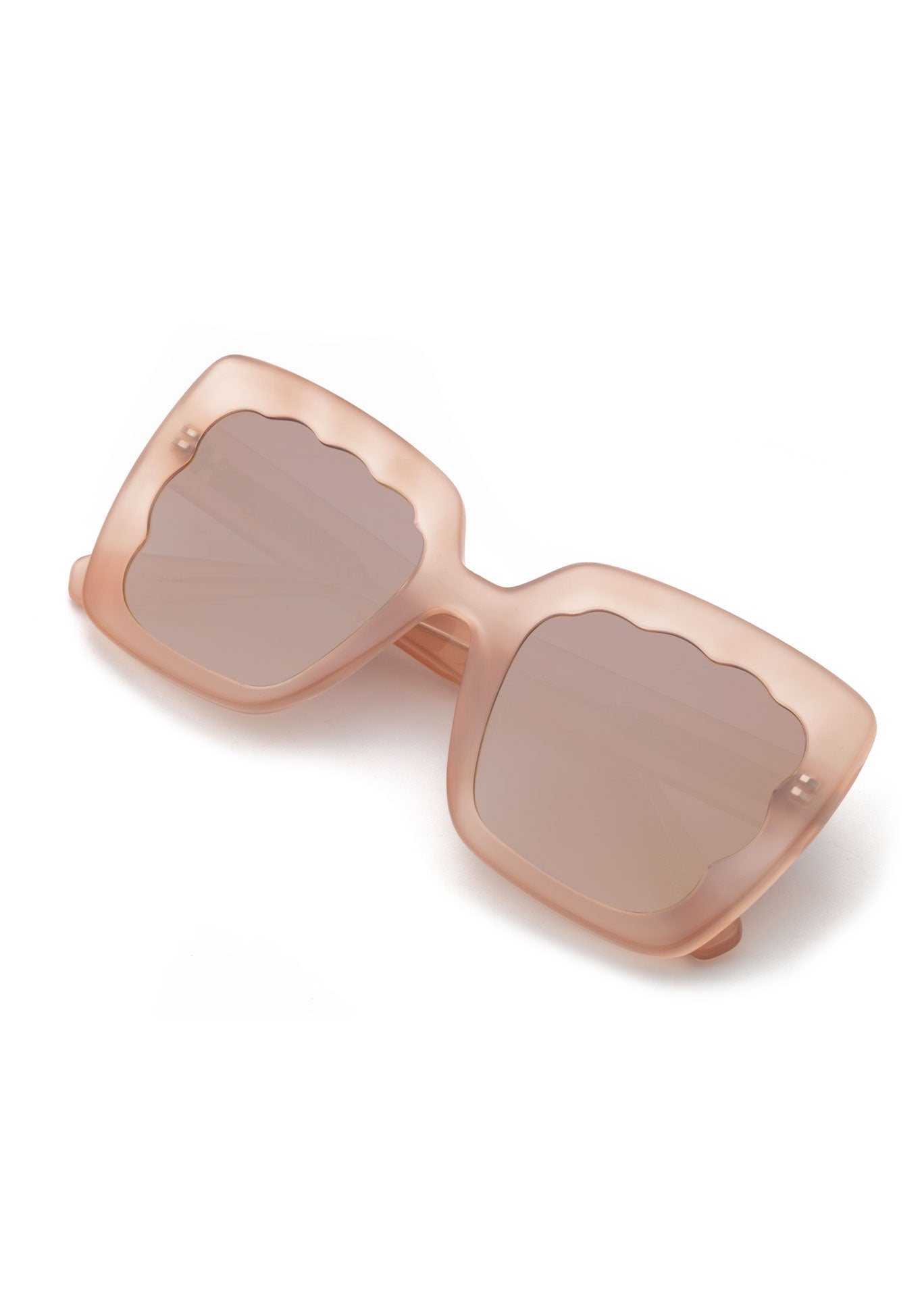KREWE SUNGLASSES - ELIZABETH | Blush Mirrored handcrafted, luxury pink acetate scalloped sunglasses