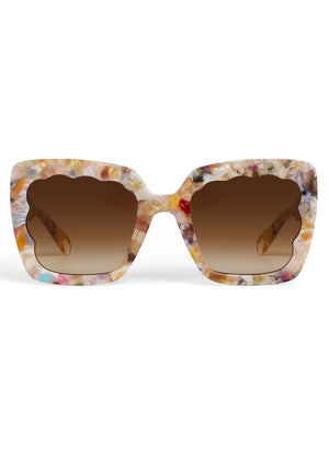 ELIZABETH | Glace Handcrafted, luxury pastel multicolored acetate oversized rectangular scalloped cat-eye KREWE sunglasses