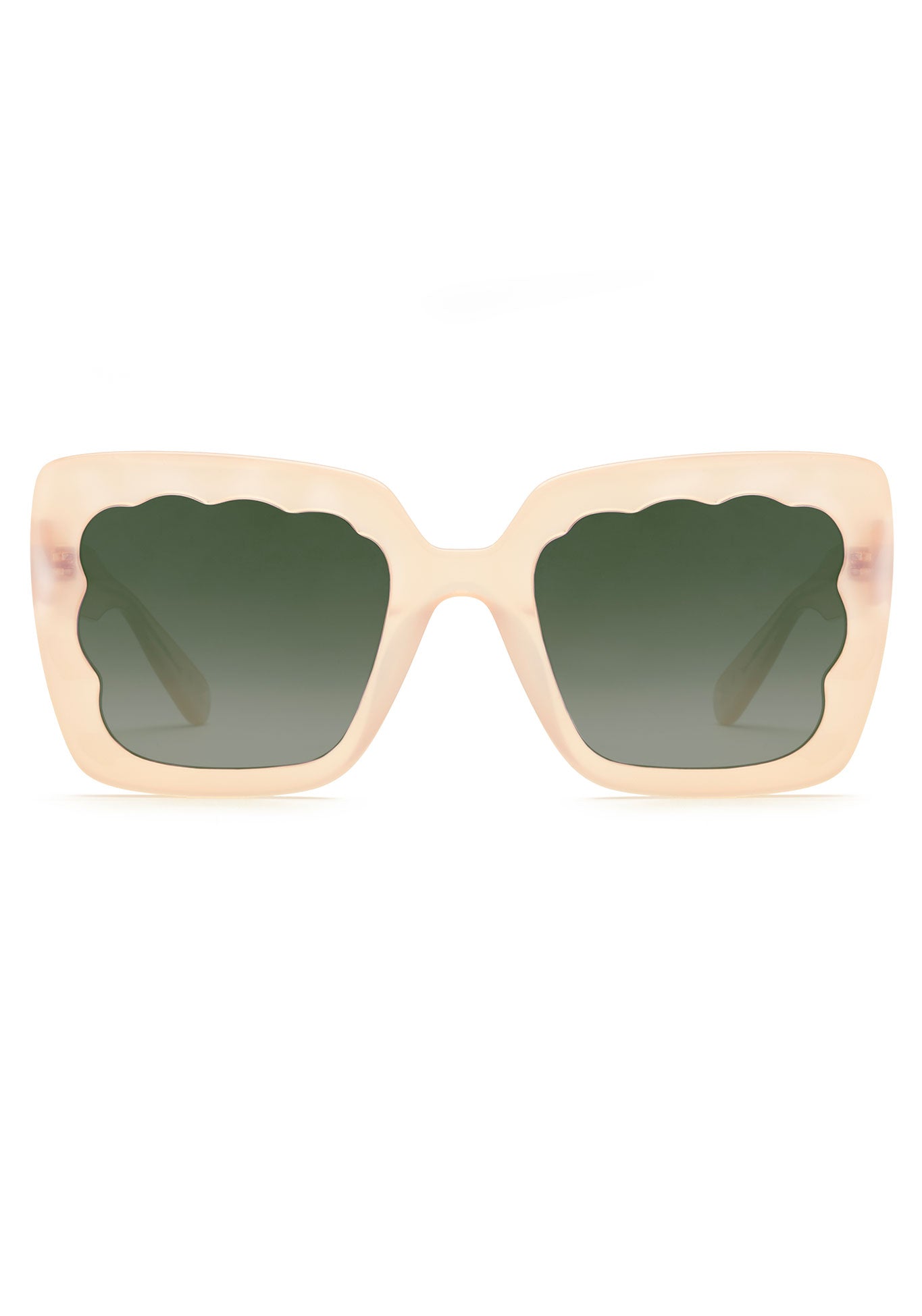 KREWE SUNGLASSES - ELIZABETH | Iridescent Blonde Mirrored luxury, handcrafted blonde acetate scalloped sunglasses