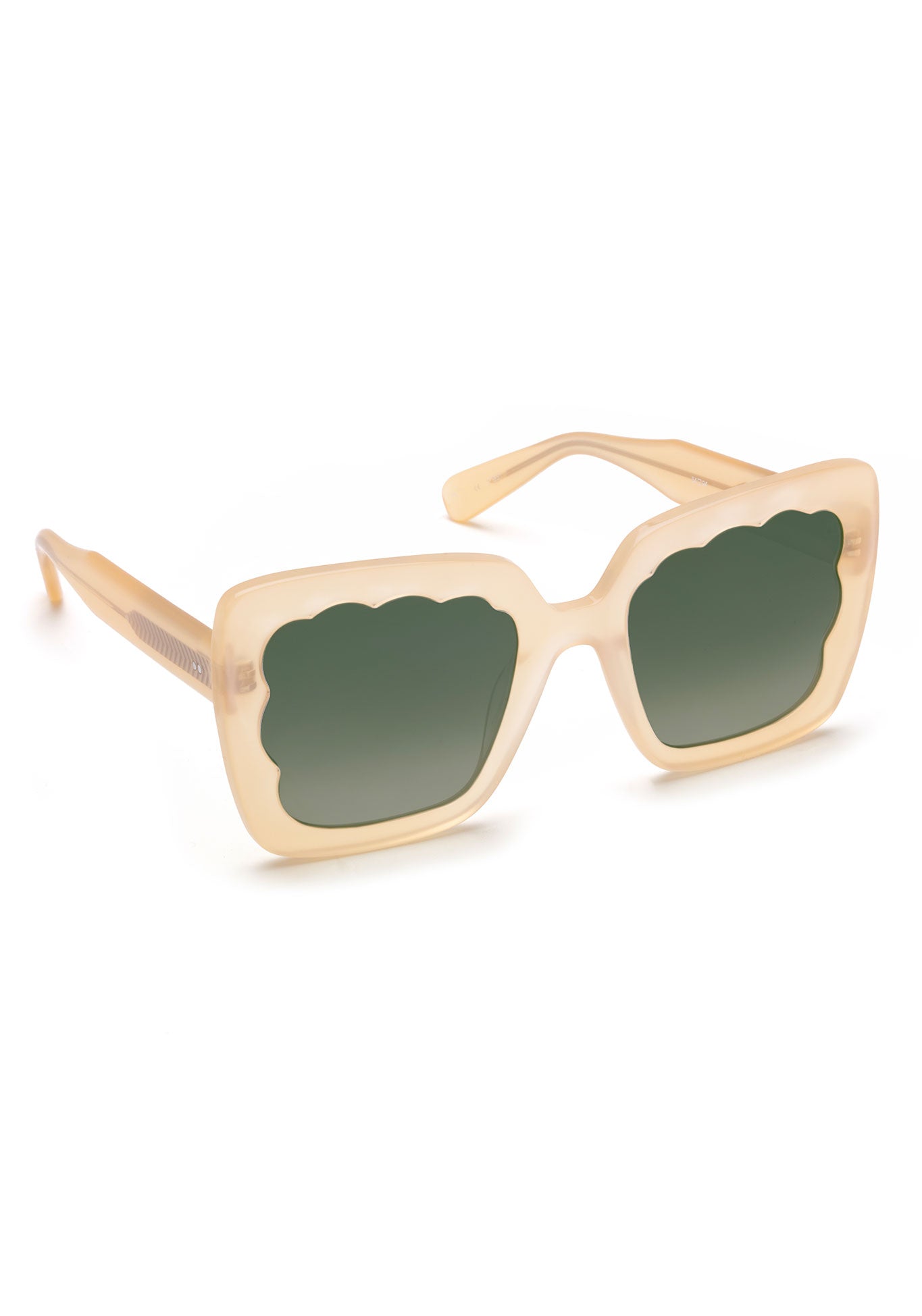 KREWE SUNGLASSES - ELIZABETH | Iridescent Blonde Mirrored luxury, handcrafted blonde acetate scalloped sunglasses