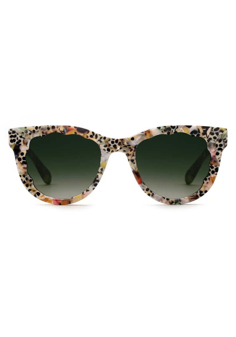 ELLIE | Poppy Handcrafted, luxury multicolored acetate round scalloped edge KREWE sunglasses