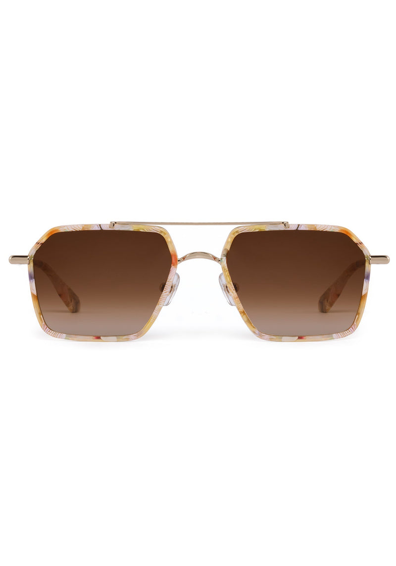 EMERY | 12K + Glace Handcrafted, luxury multicolored tortoise acetate and stainless steel aviator KREWE sunglasses 
