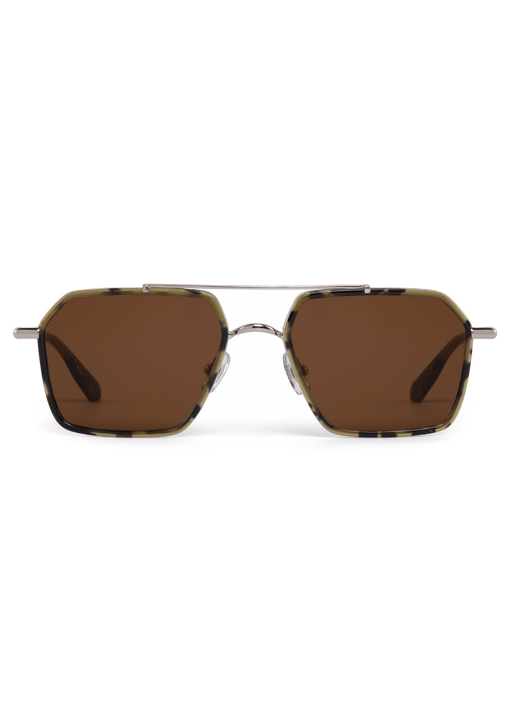 EMERY | Silver + Tortuga Handcrafted, luxury dark brown tortoise acetate and stainless steel aviator KREWE sunglasses 