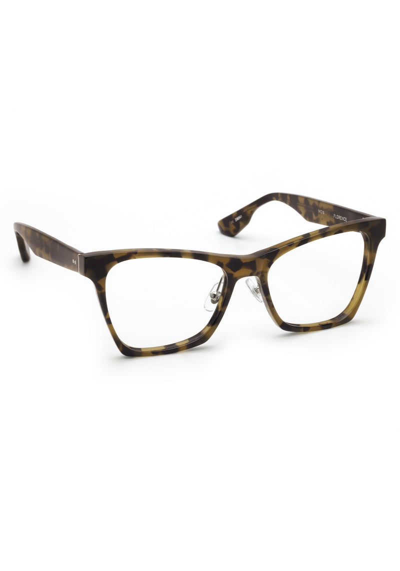 FLORENCE | Tortuga Handcrafted, luxury dark brown tortoise acetate oversized rectangular cat-eye KREWE eyeglasses