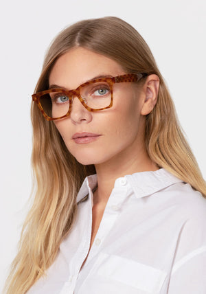 FOSTER | Fernet Handcrafted, luxury acetate oversized rectangular KREWE eyeglasses womens model | Model: Maritza