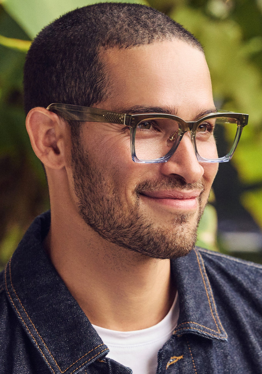 KREWE - FOSTER | Matcha Handcrafted, luxury blue and green acetate eyeglasses mens model campaign | Model: Daniel