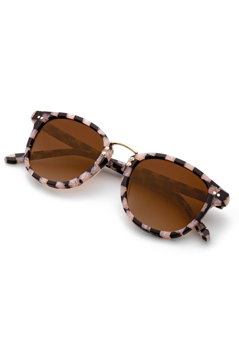 FRANKLIN | Harlequin 12K Handcrafted, luxury pink and black checkered acetate KREWE sunglasses