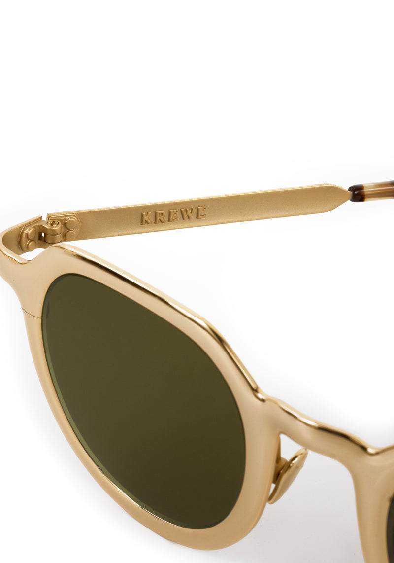 GALVAN| Handcrafted, luxury matte and gold chrome acetate medium sized geometric KREWE sunglasses