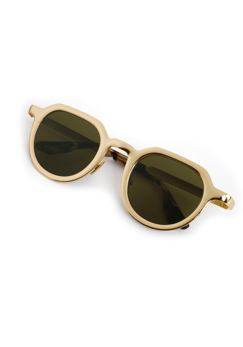 GALVAN| Handcrafted, luxury matte and gold chrome acetate medium sized geometric KREWE sunglasses