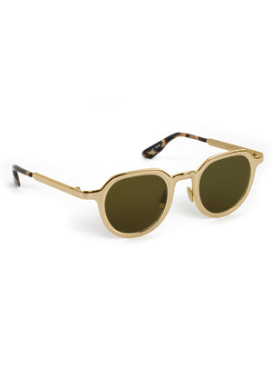 GALVAN| Handcrafted, luxury matte and gold chrome acetate medium sized geometric KREWE sunglasses