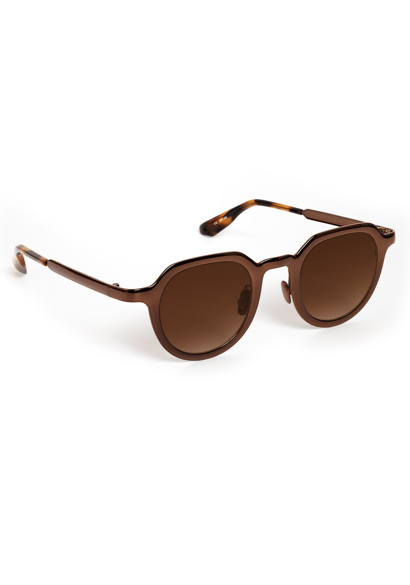 GALVAN | Bronze Chroma + Venezia Handcrafted, luxury bronze chrome stainless steel medium sized geometric KREWE sunglasses