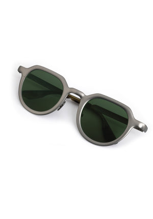 GALVAN| Handcrafted, luxury matte and chrome acetate medium sized geometric KREWE sunglasses