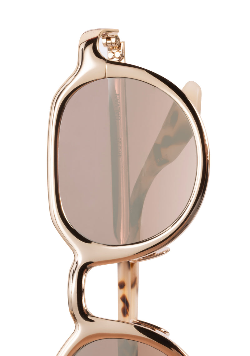 GALVAN | Palladium Chroma + Matte Oyster Mirrored Handcrafted, luxury glossy chrome 18K Rose Gold stainless steel small geometric KREWE sunglasses womens model