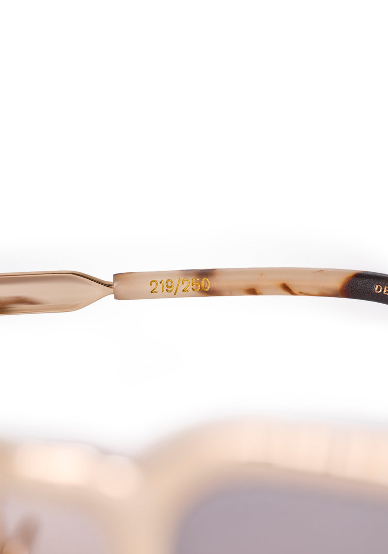 GALVAN | Palladium Chroma + Matte Oyster Mirrored Handcrafted, luxury glossy chrome 18K Rose Gold stainless steel small geometric KREWE sunglasses womens model