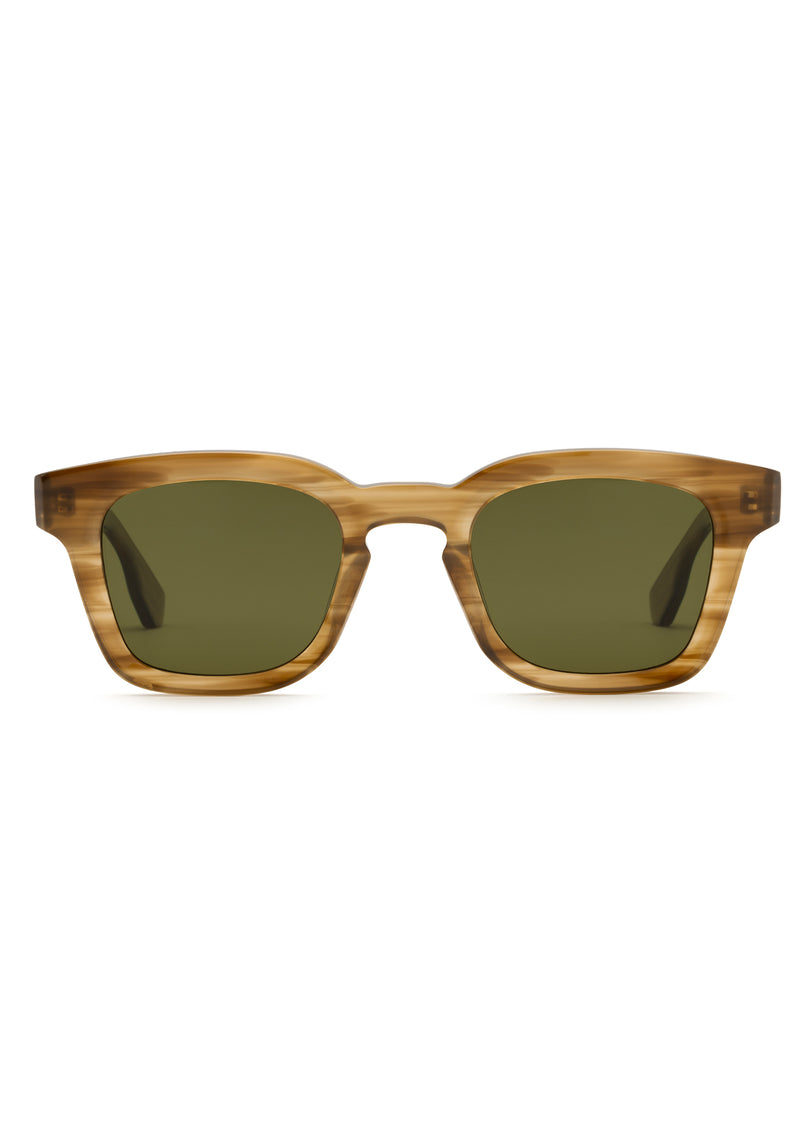 HARRISON | Umber Polarized Handcrafted, tan acetate square KREWE sunglasses